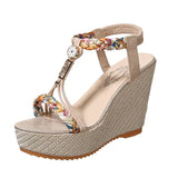Breakj Sandals Women's Summer Version Of The New Slope And Thick Bottom Water Drill Fish Mouth Sandals Large-Size