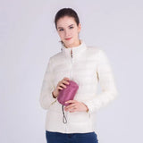New Autumn Winter Women Ultra Light White Duck Down Jackets Candy Color Slim Short Design Warm Down