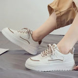 Breakj Breathable Thick-Bottomed Small White Shoes 2025 New Student Leisure Sports Board Shoes Bump Color Tie Women's