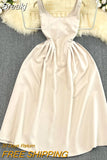 Vintage Women Summer Dress Fashion Solid O-neck Sleeveless Slim High Waist Big Swing Pleated A-line Midi Party