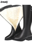 High Boots Woman Winter 2023 Authentic Leather Black Platform Shoes Women Heels Fur Boots Female Zip Designer Long