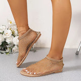 Breakj New Round-Headed Sandals Hollow Net Red Diamond Boots Summer Sexy Large-Size Flat