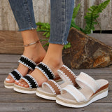 New Hemp Rope Woven Surrounding Slope With Slippers Female Thick Bottom A Word Belt