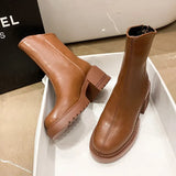 Autumn Winter Warm Women Ankle Boots Natural Leather Pump Cowhide Upper Full Leather Side Zip Modern Boots Fashion