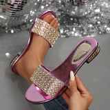 Breakj Cool Slippers Women 2025 Summer New Korean Version Of The Fashion Diamond Leisure Toe Ins