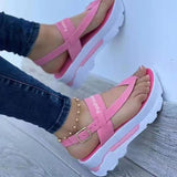 Breakj Summer Large-Size Slope Heel Buckle With Sandals Southeast Asia New Wearing Roman