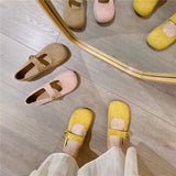 Breakj And Cute Girl Wind With Mary Treasure Shoes Summer New Daily Frosted Round Head Shallow Mouth Single