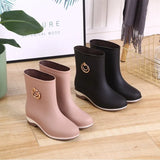Women Rubber Boots Elegant Short Ankle Rain Boots Fall Autumn Rain Day Waterproof Woman Shoes Rain Boots Women