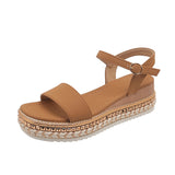 Breakj Summer New Pine Cake Dew Sandals With High Heel Lady Fashion Thick Bottom Slope Heel Women's