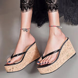 Fashion Women Sandals Thick Sole Non-Slip Sandals Women High-Heeled Wedges Beach Ladies Shoes New Roman Comfy Sloffen
