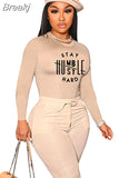 Solid Women Skinny Two Piece Sets Spring Bodycon Tracksuits Dollar Print Top And Leggings Pants 2pcs Outfits 2023