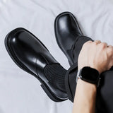 Breakj Head Leather Shoes Male British Wind Elastic Belt Lazy Man One Foot Pedal Big Head Leisure Business Small Leather Shoes