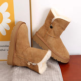 Breakj Skin Version~Northeast Snow Boots Women 2025 New Winter Mid-Slip Anti-Slip Thick Bottom Plus Velvet Thick Cotton