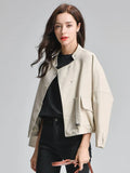 Harajuku Faux Leather Jacket Women Batwing Sleeve Pocket Black Biker Coat Female Spring Autumn Pink Basic