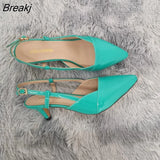 Daily all-match Sandal Shoes Pointed Toes High Heels Sexy 5cm Low Casual Back Empty Buckle Pumps Red Wedding
