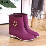 Short Women Rubber Boots Ankle Rain Boots Fall Autumn Rain Day Waterproof Woman Shoes 2023