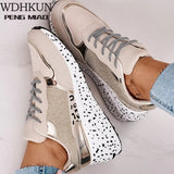 Sneakers Platform Casual Shoes Women Vulcanize Shoes Leopard Ladies Running Shoes Sport Silver Lace-Up Female