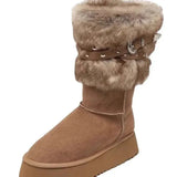 Women Boots Winter Keep Warm Quality Mid-Calf Snow Boots Ladies Lace-up Comfort Slip-resistant Shoes Booties Chaussures