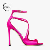 Breakj Hair 2025 Summer New Fairy Wind With Purple Silk Satin Jimmy High Heels Fine Square