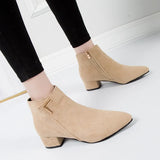 Boots Women Fall 2023 New Frosted PU Heel Ankle Boots Color Martin Boots Thick Heel Pointed Women's