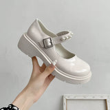 Breakj Retro British Style Small Leather Shoes Women 2025 Spring New Beaded Fairy With Thick-Soled Mary Jane Single