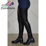 Women's Thigh High Boots Round Toe Block Heel Stretch Over The Knee High Boots Lady's Boots Platform Chunky Sexy