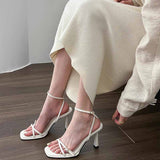 Breakj French High-Heeled Women's Shoes 2025 New Summer Fairy Style Temperament Black Fine Roman