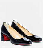 Breakj Red Shoes Coarse Heel Women High Heel Single Shoes Show T Table Banquet Sexy Elegant Round Head Shallow Singles