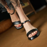 Breakj Women 2025 Summer New Square Toe Sexy Black Word Horseshoe And Waterproof Table Sandals