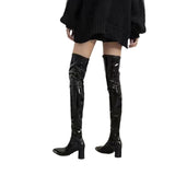 Boots Female Autumn Winter New Leg Boots Female Over The Knee Thick Heel High Heel Square Head Soft Skin Face Super Long Thigh High Heel