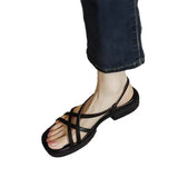 Breakj Head Beauty Flat Shoes 2025 Summer New Cross-Tieing Solid Color Women's Shoes Korean Version Of Temperament Fashion