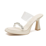 Open-Toe High Heels Single Shoes French Thick Heel Niche Open Sandals Transparent Outside Wear Beautiful High