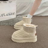 Boots With Fur Women's Rubber Shoes Rain Flat Heel Australia Plush Lolita Snow Leather Med Ladies Basic Ethnic Slipper