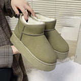 Thick Sole Round Head Women's Super Mini Boots Plush Warm Winter Ankle Boots Platform Snow Boots Women's Chestnut