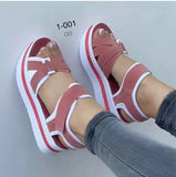 New Large-Size Thick-Soled Sandals Women's Flat-Soled Velcro Women's Beach
