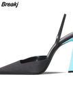 Women's Single Shoes Summer 2023 Square Toe High Heel Sandals For Women Slingback Concise Mixed Colors Designer