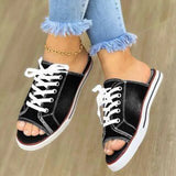 Breakj Big Goods Have Come Out Of The New 2023 Summer Canvas Korean Version Of Women's Cool Drag One-Word Drag Heel Sandals Denim