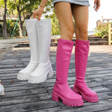 Breakj Boots Female Knight Boots 2025 New Elastic Thin Boots Thick Bottom High Boots Small But Knee