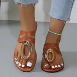 Breakj Summer New Large Size Women's Shoe Cover Metal Buckle Roman Fashion Cool Slippers Women