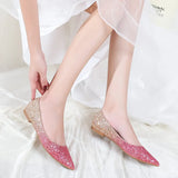 Women Flat Ballet Shoes Bling Pointed Toe Flats Shoes Elegant Comfortable Lady Shiny Flat Shoes Wedding shoes size
