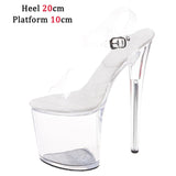 Show Stripper Heels 17 20cm Clear Shoes Women 2023 New Platform High Heels Sandals Female Transparent Sexy Open Toe