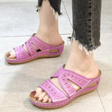 Breakj Cool Slippers Women's Slope And Fish Mouth Thick-Sed Large-Size Shoes Multi-Color Optional Embroidery Cool Drag