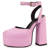 Dropshipping Buckle Cover Toe High Heels women's Sandals Thick Platform Shoes Summer Trendy Fashion Elegant