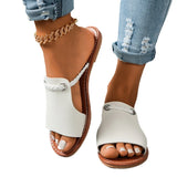 Breakj 2025 Summer New Slippers Women Solid Color Weaving Simple Daily Beach
