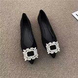 Breakj New Women's Water Drill Shoes Design Pointy Flat Bottom French Style Fashion Niche Single