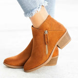 Breakj Female Pointed Thick Side Zipper Women's Short Boots Autumn And Winter New Large-Size Velvet Short