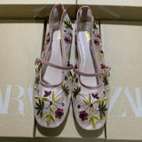 Breakj Flowers Embroidery Net Eye Ballet Flat Shoes Retro Word With Mary Jane Single Shoes National Style Net Shoes