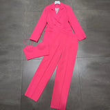 Casual Solid Three Piece Set For Women Slim Vest Notched Loose Blazers High Waist Long Pants Female Sets 2022