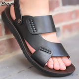 Men Leather Sandals Summer Classic Men Shoes Slippers Soft Sandals Men Roman Comfortable Outdoor Walking