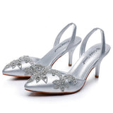 Breakj Cm Light-Mouthed Sharp White Wedding Sandals Fine Heel Size Size Diamond Chain Wedding Shoes Wedding Shoes Wedding